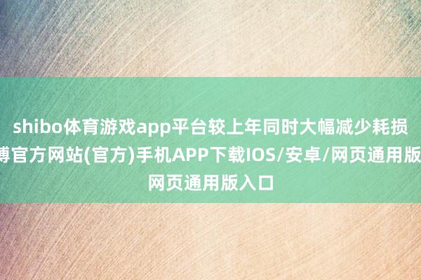 shibo体育游戏app平台较上年同时大幅减少耗损-世博官方网站(官方)手机APP下载IOS/安卓/网页通用版入口