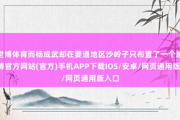 世博体育而杨成武却在要道地区沙岭子只布置了一个旅-世博官方网站(官方)手机APP下载IOS/安卓/网页通用版入口