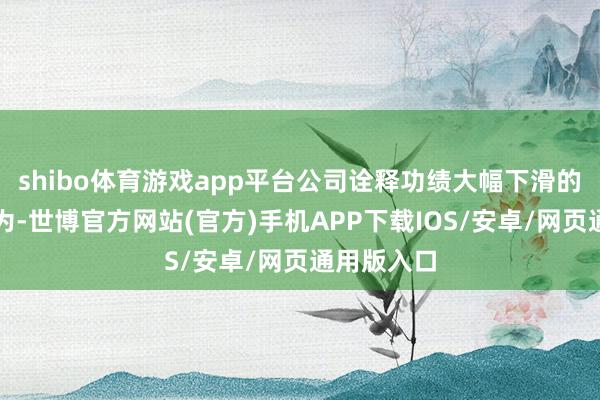 shibo体育游戏app平台公司诠释功绩大幅下滑的主要原因为-世博官方网站(官方)手机APP下载IOS/安卓/网页通用版入口