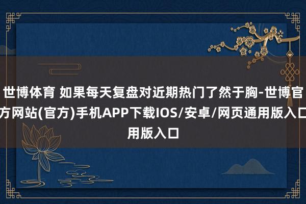 世博体育 如果每天复盘对近期热门了然于胸-世博官方网站(官方)手机APP下载IOS/安卓/网页通用版入口